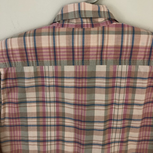Lucky Brand Shirt Mens L Plaid Cotton Tan Pink Button Up Collared Long S… - Picture 9 of 14